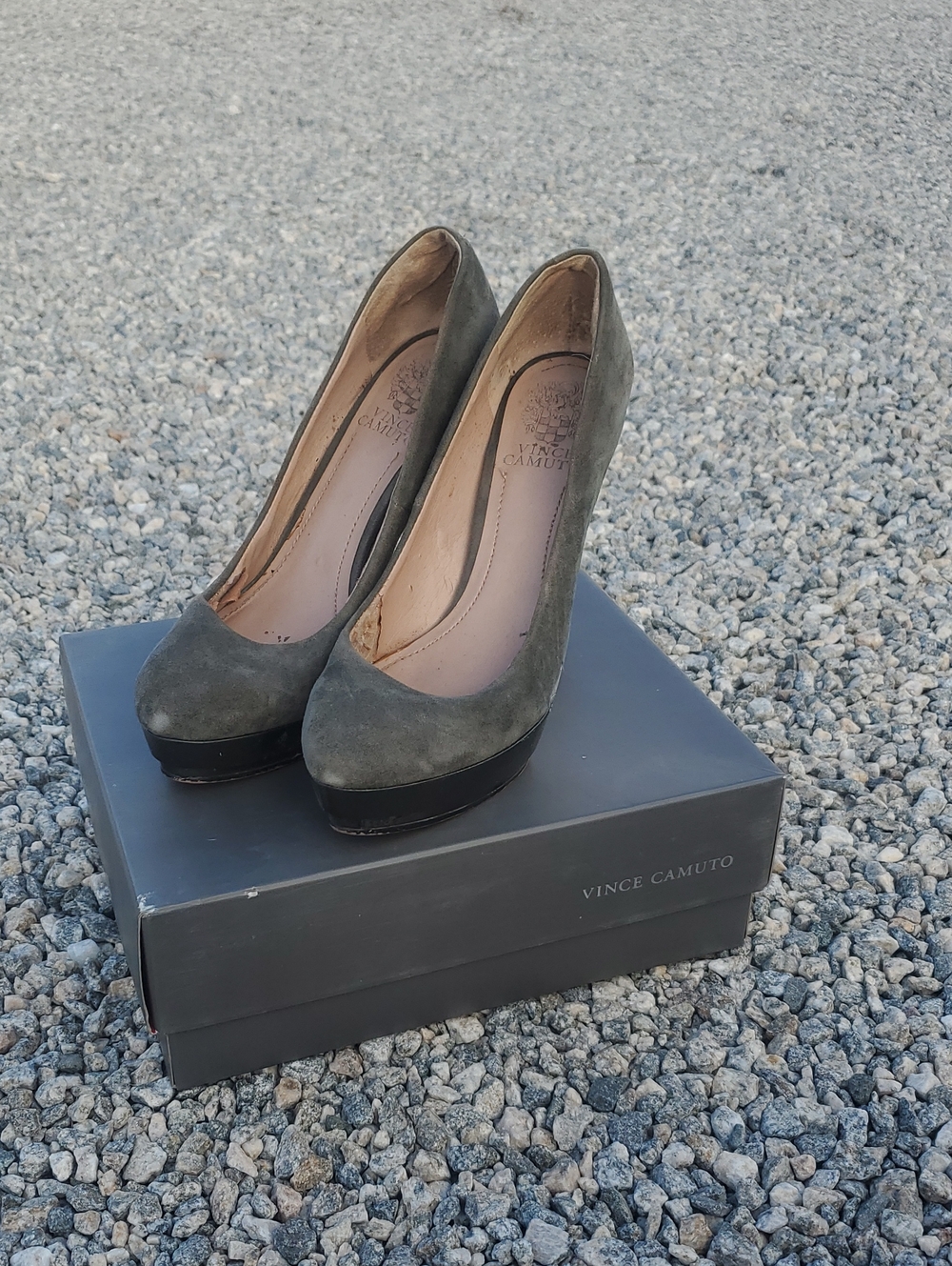 Vince Camuto Olive Suede Platform Pumps